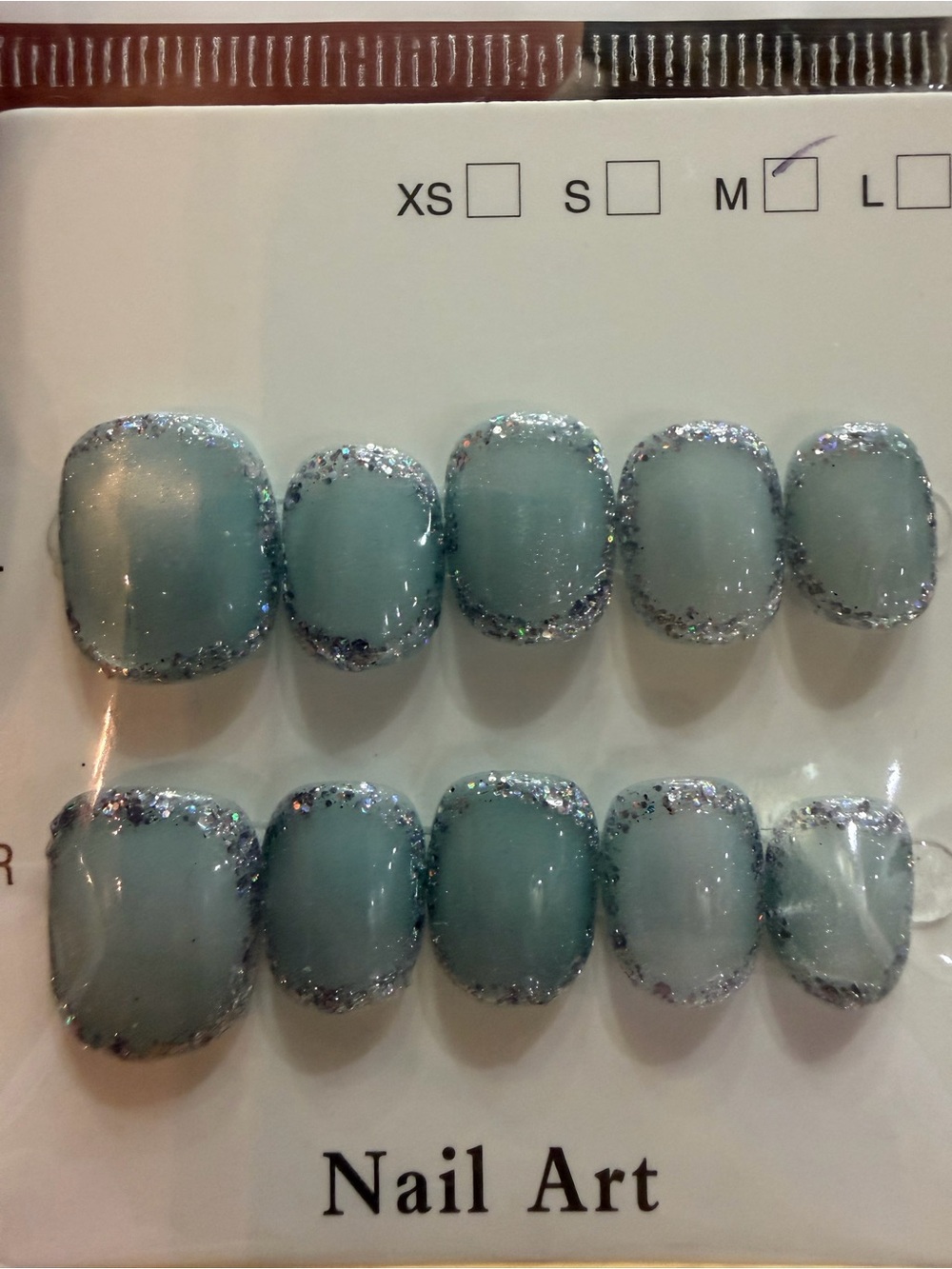 Blue with Glitter Accent Press-On Nails